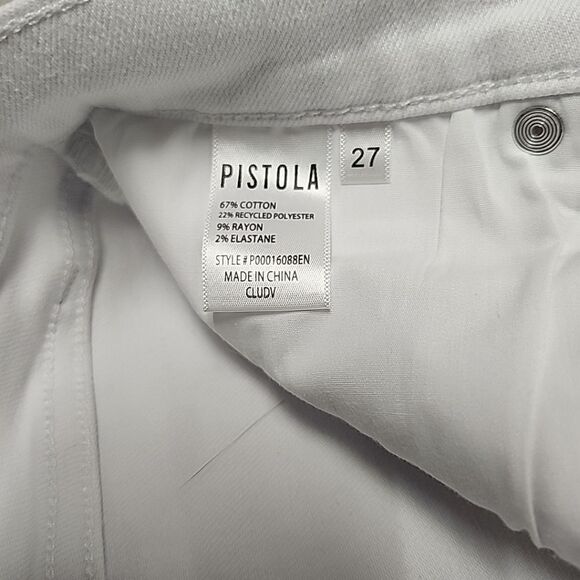 Pistola White Denim Raw Hem Ankle Crop Jeans Stretch Casual Size 27 25" Inseam - Picture 9 of 16